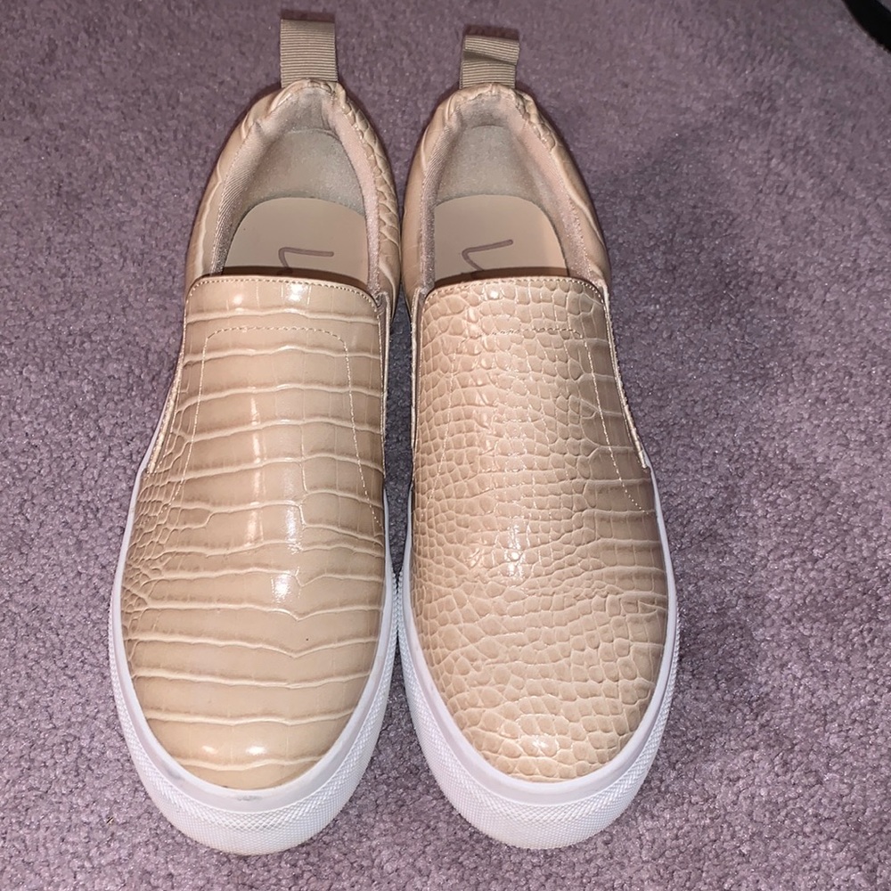 Lulus Croc Embossed Platform Slip On Sneakers - color Nude